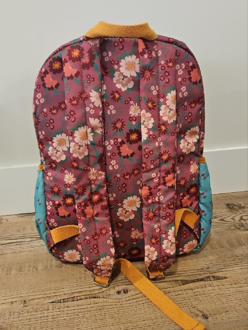 Matilda Jane Floral Kids Backpack in Mauve & Teal with Rainbow Trim - Picture 4 of 8